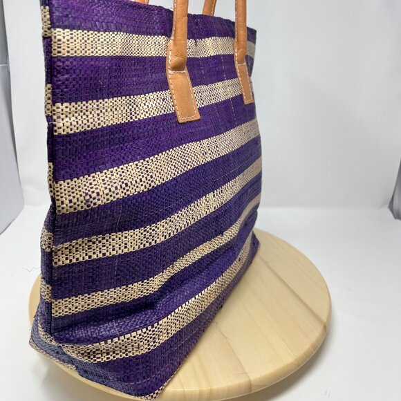 Shebobo Raffia Tote with Leather Handles - Picture 3 of 8